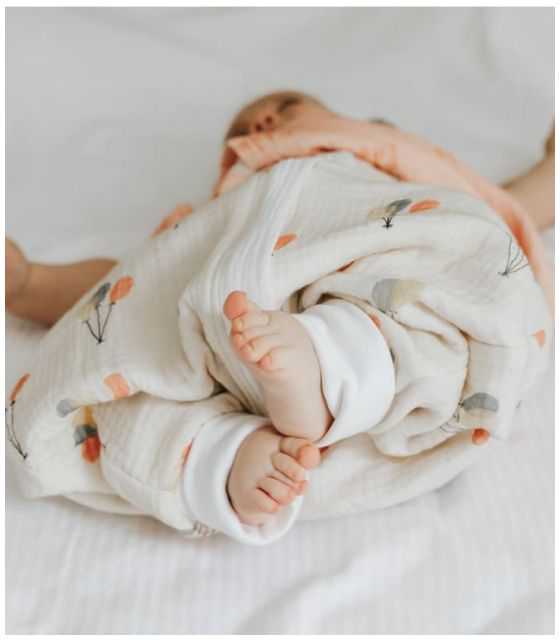 Śpiworek dwustronny piżamka z nogawkami z organicznej BIO bawełny muślin BALOONS, rozmiar M