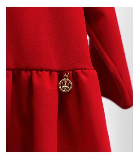 Sukienka odcinana w talii z falbanką MARY | czerwony