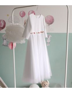 Sukienka maxi z tiulem SOPHIE | biały