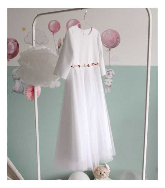 Sukienka maxi z tiulem SOPHIE | biały
