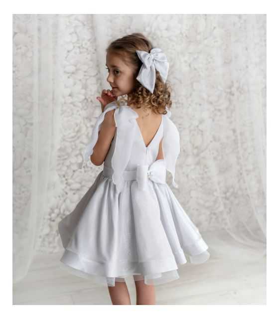 Dalia błyszcząca sukienka biała dla dziewczynki 