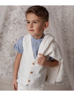 Bianco lniana kamizelka biała dla chłopca