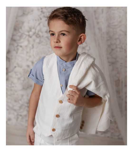 Bianco lniana kamizelka biała dla chłopca