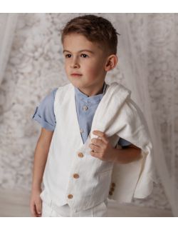 Bianco biała marynarka dla chłopca z lnu