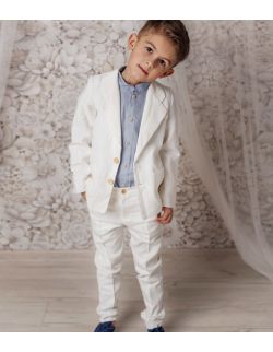 Bianco eleganckie spodnie lniane dla chłopca 