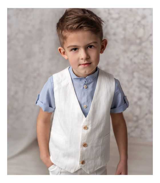 Bianco lniany komplet elegancki dla chłopca