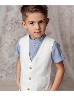 Bianco lniany komplet elegancki dla chłopca
