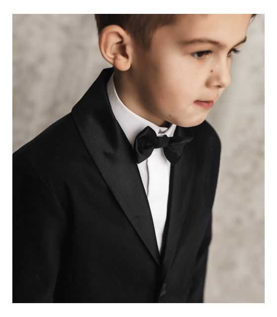 Luxury czarna muszka garniturowa dla chłopca 