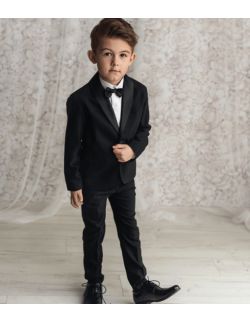 Luxury czarna muszka garniturowa dla chłopca 