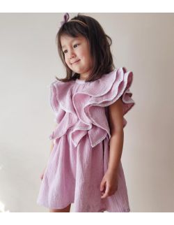 Venice muślinowa sukienka dla dziewczynki z koronką