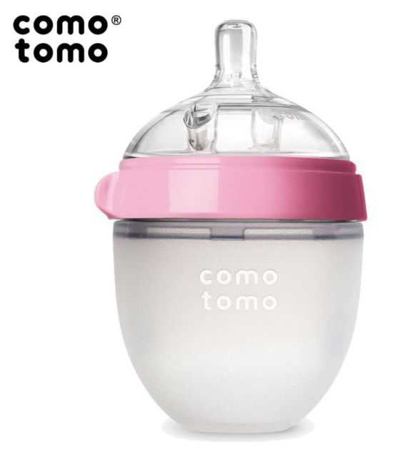 COMOTOMO - antykolkowa butelka silikonowa MOM'S BREAST 150 ml Pink NEWBORN