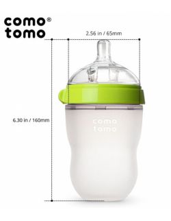 COMOTOMO - antykolkowa butelka silikonowa MOM'S BREAST 250 ml Green BABY