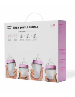 COMOTOMO - 4 Antykolkowe butelki silikonowe MOM'S BREAST Pink BUNDLE