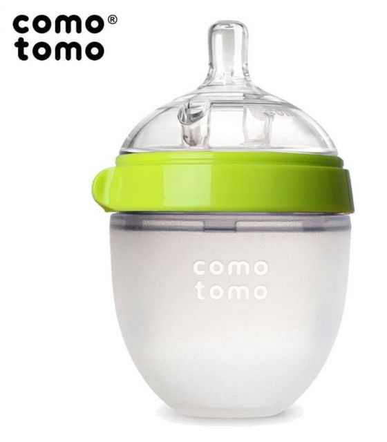 COMOTOMO - 2 antykolkowe butelki silikonowe MOM'S BREAST 250 ml Green BABY 2 pack