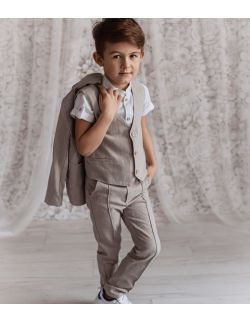 Lino elegancka kamizelka dla chłopca beżowa