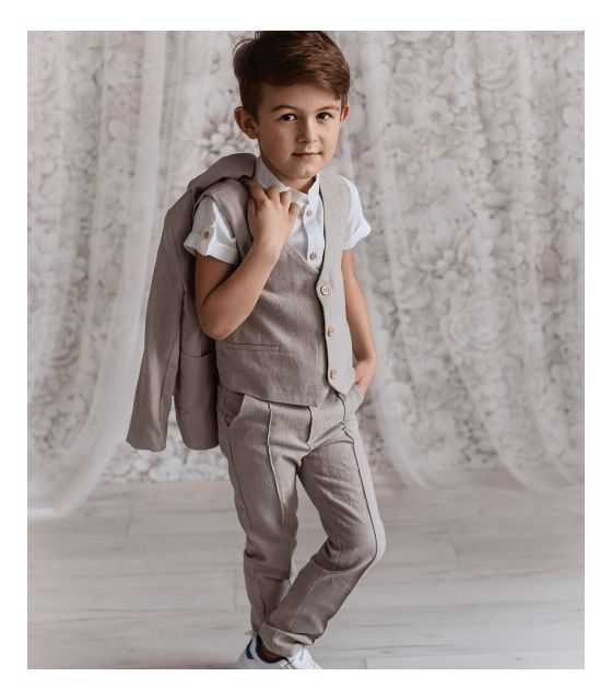 Lino elegancka kamizelka dla chłopca beżowa