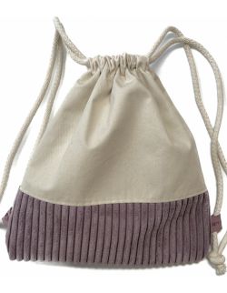 Plecak - worek dziecięcy w kolorze naturalny/śliwka 37 x 34