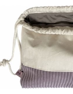 Plecak - worek dziecięcy w kolorze naturalny/śliwka 37 x 34