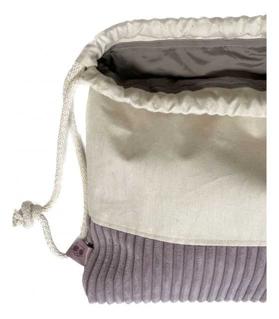 Plecak - worek dziecięcy w kolorze naturalny/śliwka 40 x 37
