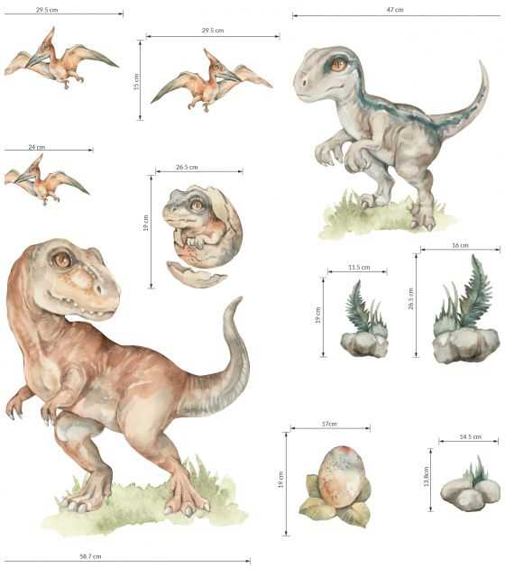 Triceratops, Velociraptor Dino World - Naklejka na scianę