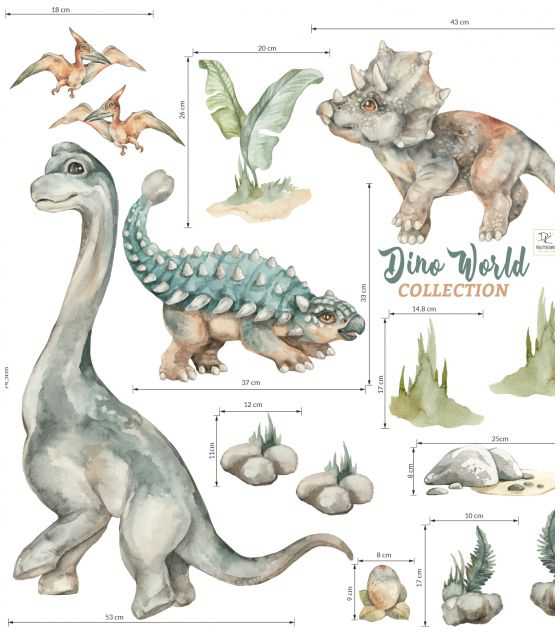 Brachiozaur, Ankylozaur, Triceratops - naklejka na ścianę