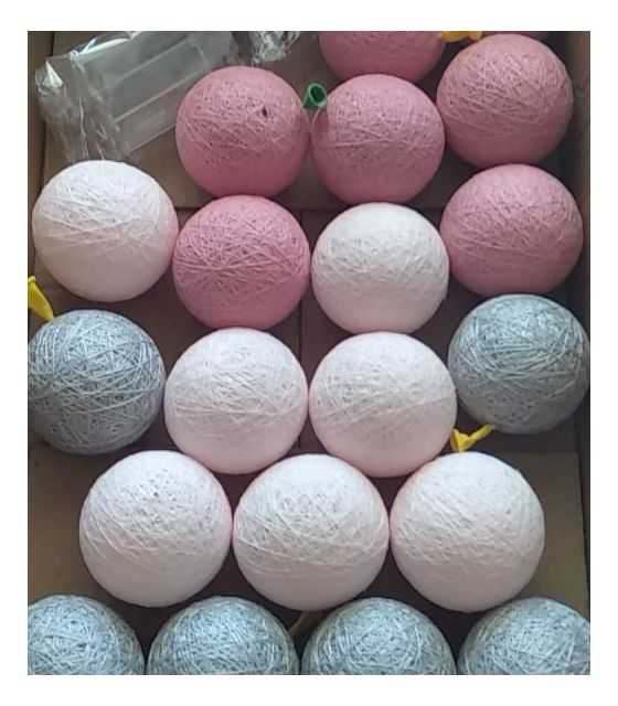 Lampki cotton balls 20 kul LED, Na BateriePudrowo-srebrne