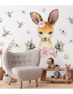 Kangur Wśród Kwiatów - Naklejki Na Ścianę Dla Dzieci