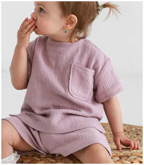 Muślinowy t-shirt dla dzieci – koszulka Lilac