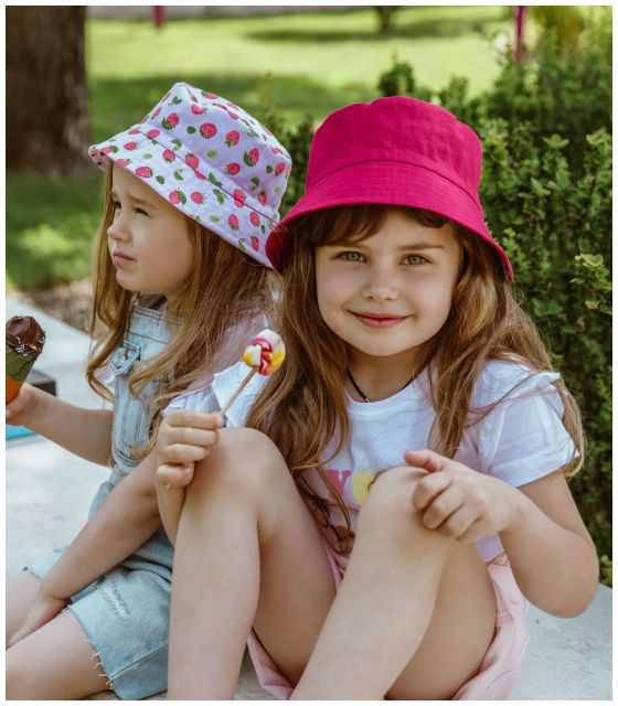 Kapelusz dla dziewczynki z Lnu Malinowy Bucket Hat