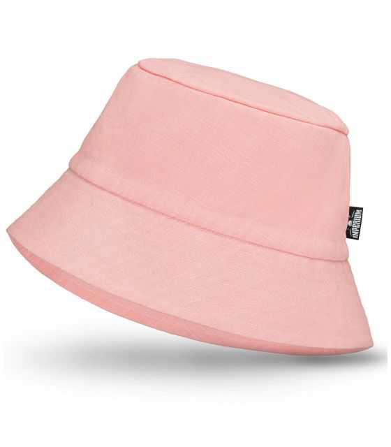 Kapelusz dla dziewczynki z Lnu Brzoskwiniowy Bucket Hat