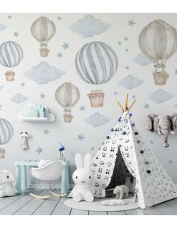 Pastelowe, Niebieskie Balony - Naklejki Na Ścianę Dla Dzieci
