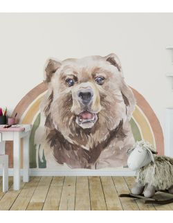 Tęczowy Niedźwiedź Akwarela Kolor - Naklejki Na Ścianę Dla Dzieci