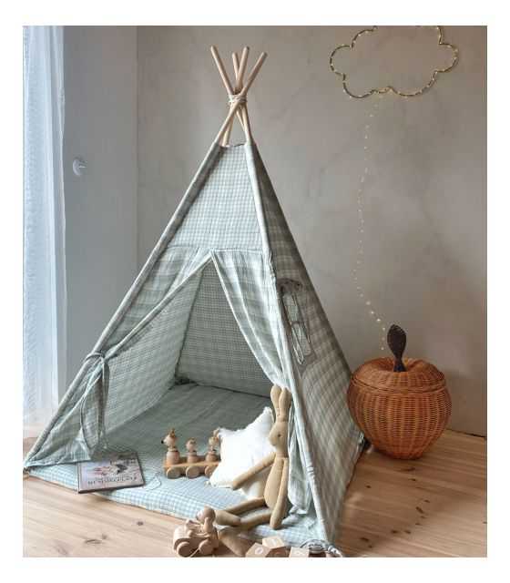 Mint– tipi, namiot dla dzieci z matą podłogową z dwustronnego muślinu