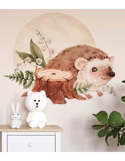 Jeż - Zwierzątka Z Malowniczego Lasu Nr 6 - Naklejka Na Ścianę Dla Dzieci