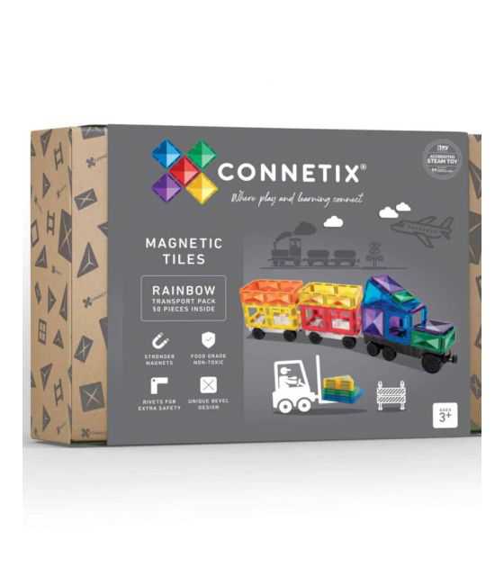 klocki magnetyczne Rainbow Transport Pack 50 elementów Connetix