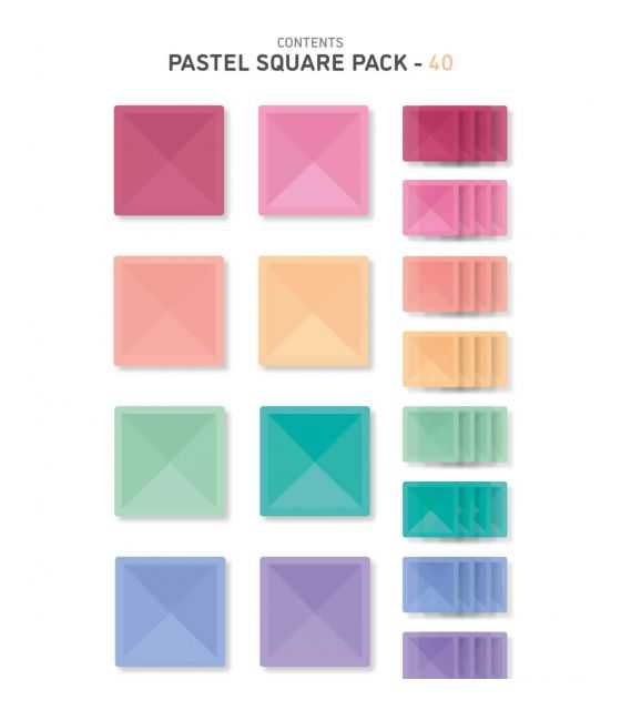 klocki magnetyczne Pastel Square Pack 40 elementów Connetix
