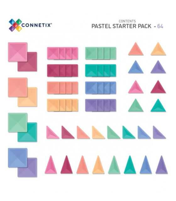 klocki magnetyczne Pastel Starter Pack 64 elementy Connetix