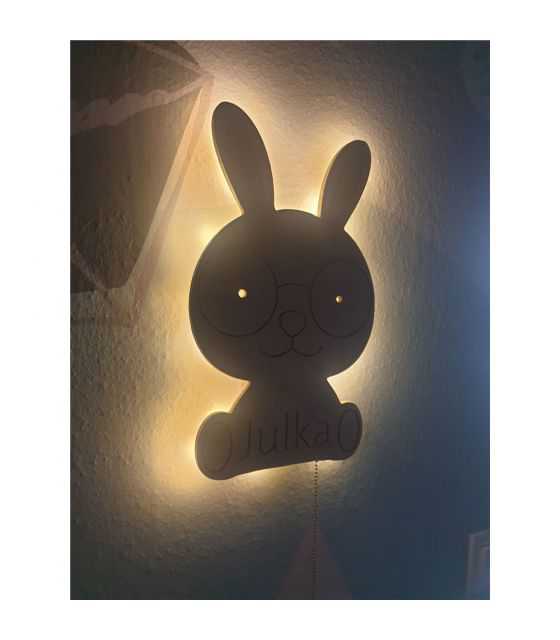 Lampka nocna króliczek z imieniem led na baterie