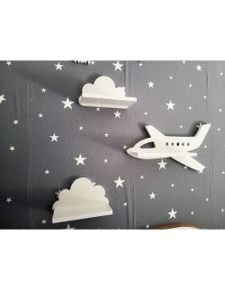 Półki samolot i chmurki zestaw 3 szt. prestige - białe