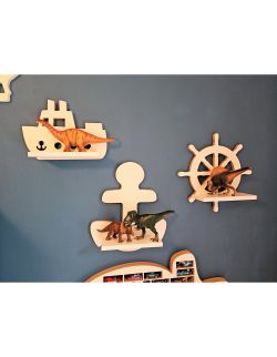 Zestaw półek z motywem morskim- ster, statek, kotwica