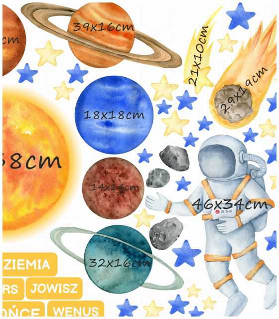 Planety, układ słoneczny, astronauta, KOSMOS