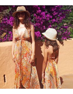 Sukienka plażowa Orange ZESTAW Mama i Córka