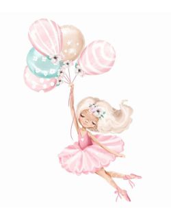 Baletnica Z Pastelowymi Balonami - Naklejki Na Ścianę, Naklejki Ścienne