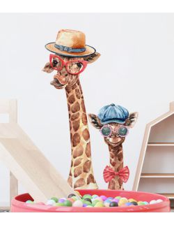  Żyrafy W Kapeluszach - Naklejki Na Ścianę Dla Dzieci