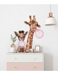 Żyrafa Guma Balonowa - Naklejki Na Ścianę Dla Dzieci