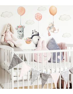 Naklejki Na Ścianę Dla Dzieci - Zwierzątka Z Balonami