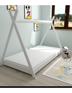 Drewniane łóżko Tipi białe