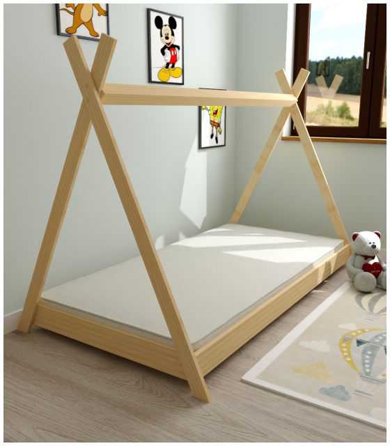 Drewniane łóżko Tipi naturalne