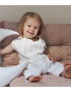Śpiworek dziecięcy z nogawkami LIGHT muślinowy biały złote kropki 1-4 lata