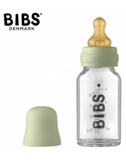 BIBS BABY GLASS BOTTLE SAGE Antykolkowa Butelka Szklana dla Niemowląt 110 ml